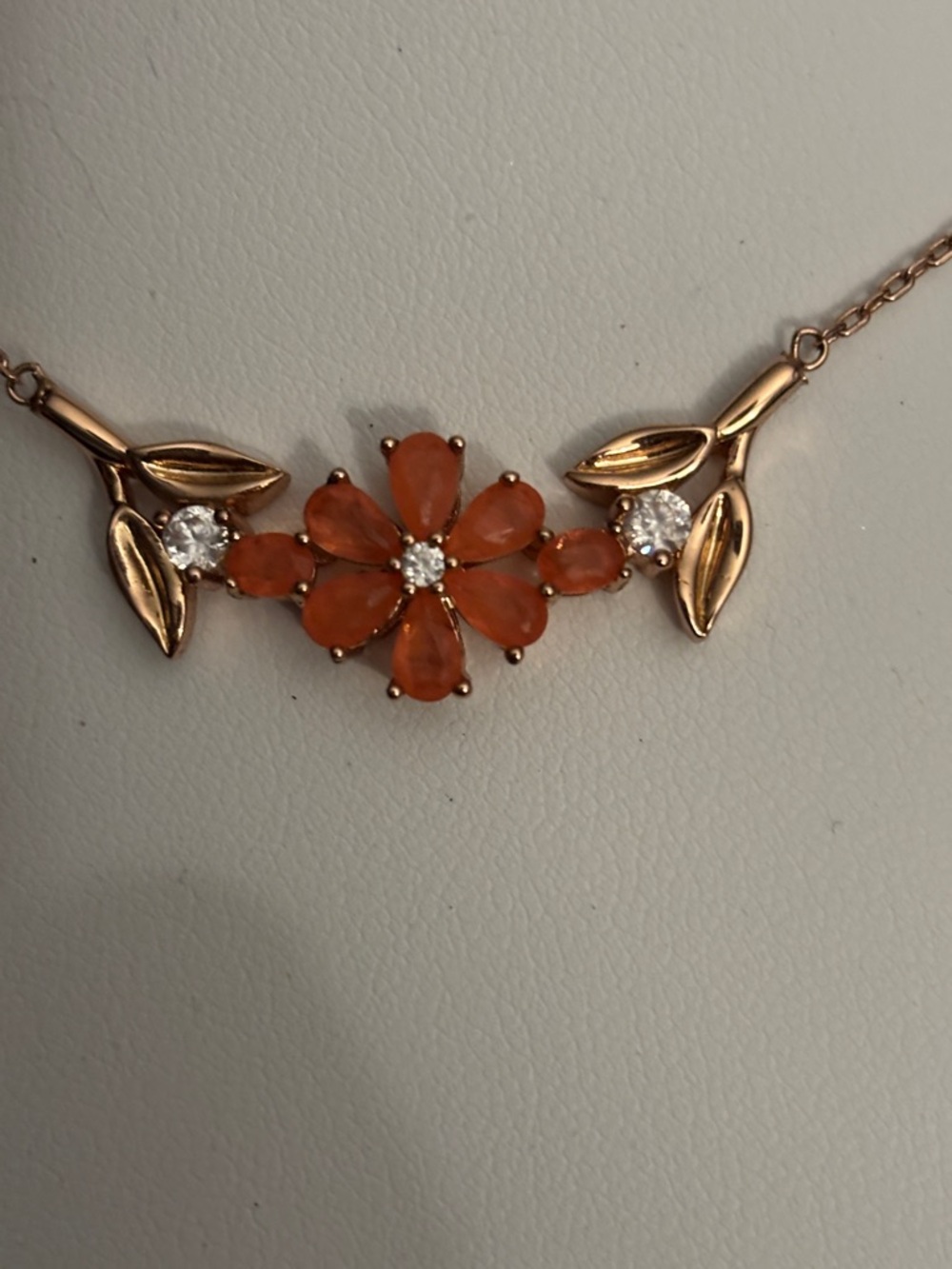 RBP Southern Garden Party Collection Rose Gold Floral Melon Stone Necklace